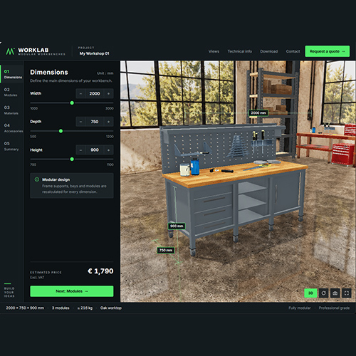 Worklab - Configurateur d'établi modulaire